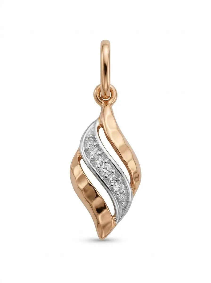 Dvispalvio aukso pakabukas su cirkoniais moterims