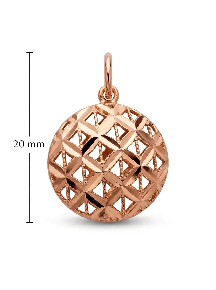 585 aukso geometrinio rašto apvalus pakabukas su cirkoniais