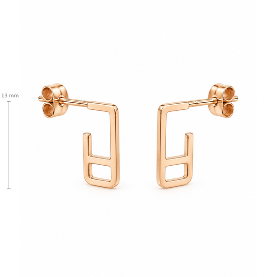 Auksiniai geometriniai auskarai vinukai – 13 mm