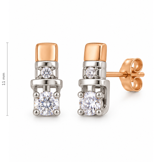Auksiniai auskarai vinukai su apvaliais cirkoniais – 11 mm