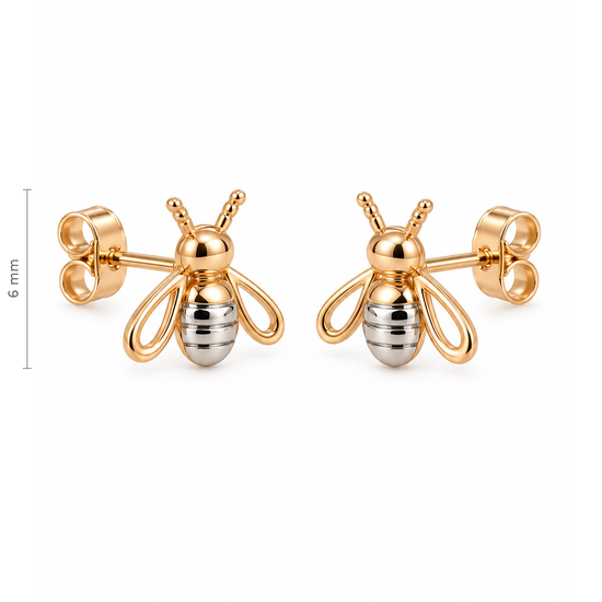 Dvispalviai auksiniai auskarai vinukai bitutės – 6 mm