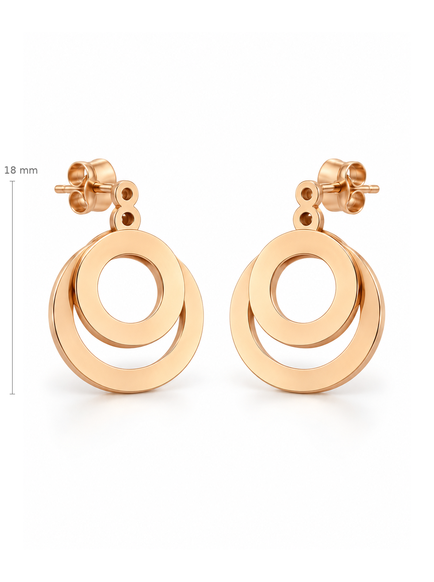Auksiniai auskarai vinukai su dvigubais apskritimais – 18 mm
