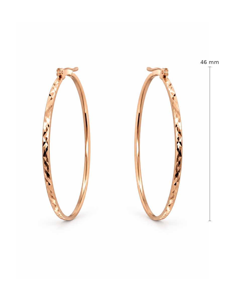 Auksiniai dideli ovalūs auskarai lankeliai – 46 mm
