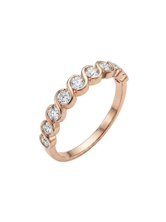 Raudono aukso žiedas su cirkoniais