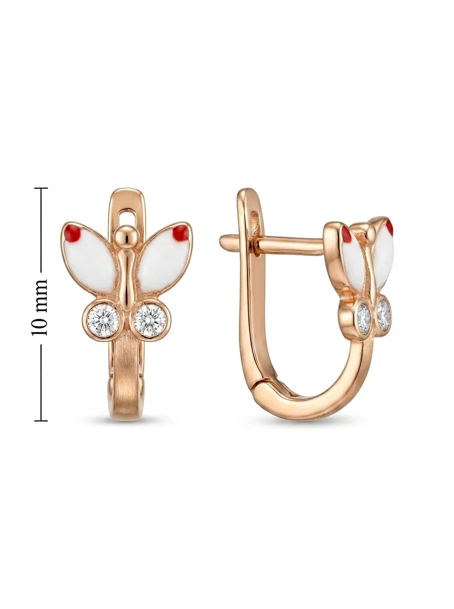 Auksiniai auskarai su drugelio motyvu ir cirkoniais