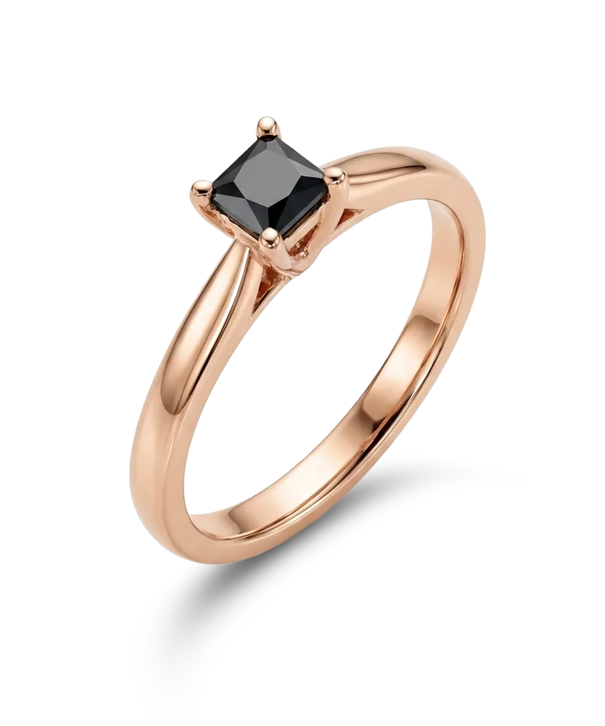 Rožinio aukso žiedas su 0.5 ct juodu briliantu