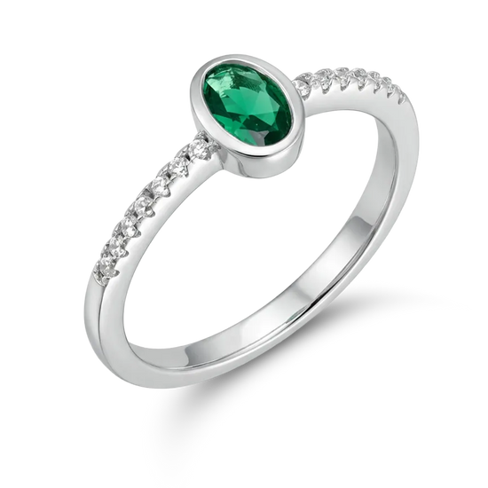 Sidabrinis žiedas su žaliu akmeniu