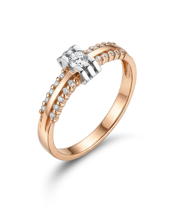 Sarkanā zelta gredzens ar 0,22 ct dimantu